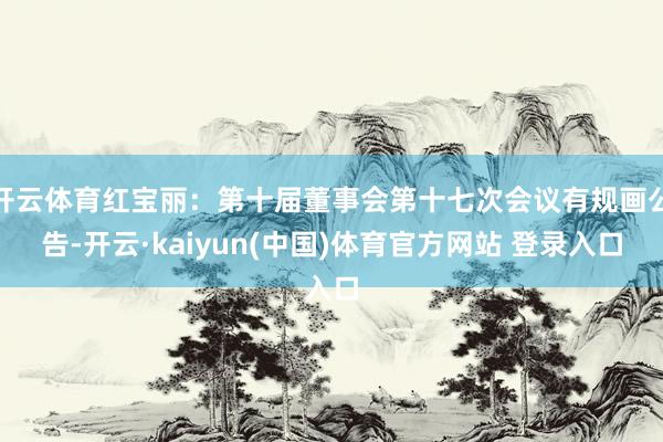 开云体育红宝丽：第十届董事会第十七次会议有规画公告-开云·kaiyun(中国)体育官方网站 登录入口