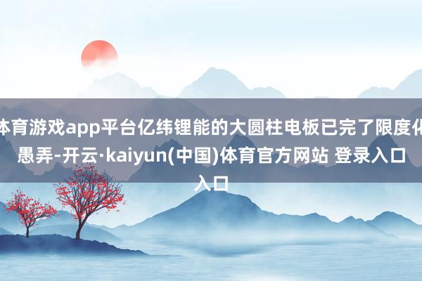 体育游戏app平台亿纬锂能的大圆柱电板已完了限度化愚弄-开云·kaiyun(中国)体育官方网站 登录入口