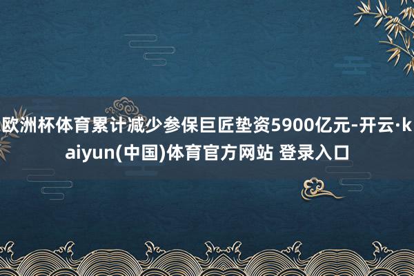 欧洲杯体育累计减少参保巨匠垫资5900亿元-开云·kaiyun(中国)体育官方网站 登录入口